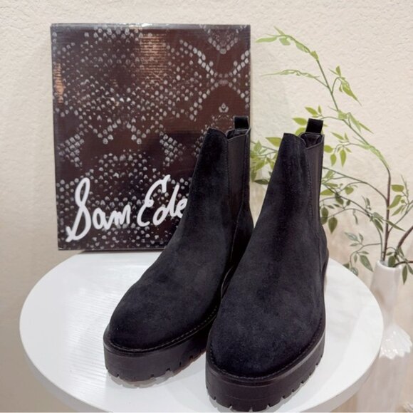 NIB Sam Edelman Womens Judah Black Stretch Booties Shoes - Picture 4 of 10